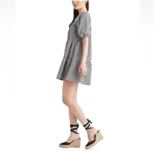 Black Tape_ Womens‎ Gingham Short Sleeve Mini Dress Button Up US M Regular thumbnail 3