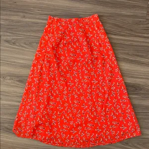 Lulu's Bliss Me Red Floral Print Midi Skirt thumbnail 5