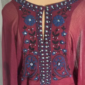 Free People Promesa Peasant Tunic Blouse Sheer Beaded Embroidered Boho M Indie thumbnail 6