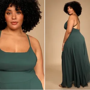 LULU's Bridesmaid Prom Wedding Flowy Romantic Flowy Sexy Chiffon Maxi Dress thumbnail 2