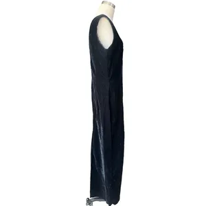 VTG Scott McClintock Black Velvet Maxi Dress Sz 12 USA Made Sleeveless Slit thumbnail 3