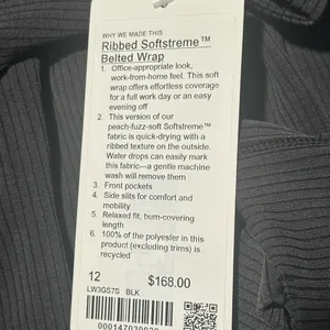 Lululemon NWT Ribbed Softstreme Belted  Wrap size 12 thumbnail 2