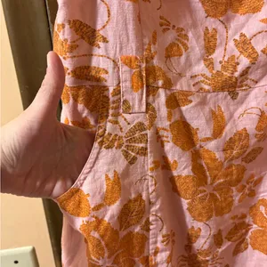 Farm Rio floral lobster print pink & orange linen blend mini dress thumbnail 7