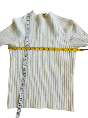 Sezane La MaiLLe cotton and merino wool Ribbed Knit Cream Sweater Pants thumbnail 4
