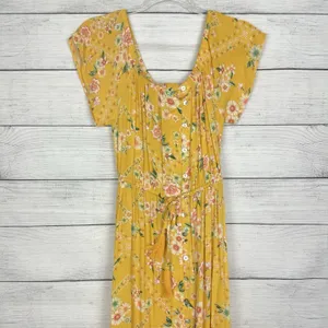 Anthropologie Abel‎ the Label Yellow Floral Hi-Low Maxi Dress Medium Gypsy Boho thumbnail 3