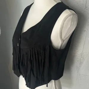 Elegant Black Fringe Sleeveless Top thumbnail 2