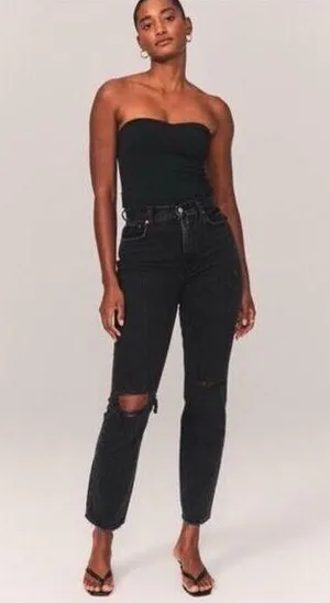 Abercrombie 90's Straight Ultra High Rise Curve Love Jeans Black Size 28 thumbnail 2