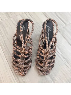 Free People Colette Shoes Size 6 Python Leather Caged Block Heel Sandal Mob Wife thumbnail 9