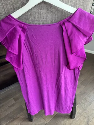Ann Taylor Ruffle Shoulder Sleeveless Top - Magenta thumbnail 5