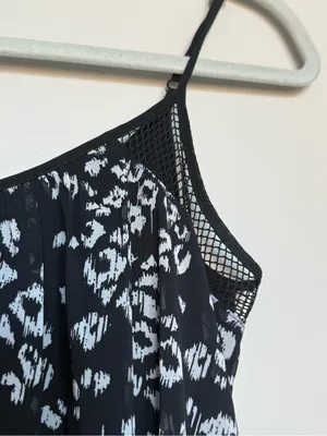 Express Black and White Leopard Print Spaghetti Strap Dress, Size XS thumbnail 2