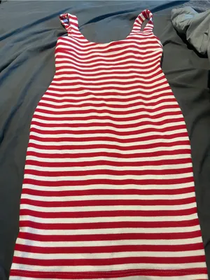 Zara red and white striped dress size xs thumbnail 7