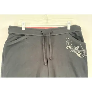 Apt.‎ 9 Active Wear Womens Black Wide Leg Yoga Pants Drawstring Graphic thumbnail 9