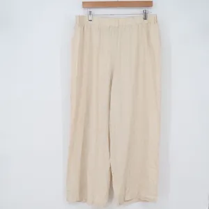 SHEIN 2 Piece Set Womens 1XL Linen Blend Beige Puff Sleeve Wide Leg Excellent thumbnail 5