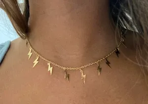 Silver Lighting Bolt Costume Jewelry Necklace thumbnail 1