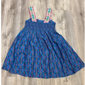 Natural Life Blue Floral Boho Sun Dress Smocked Back Mini XS NWT thumbnail 4