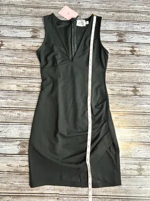Hello Molly Delicate Encounters Black V-Neck Midi Bodycon Dress Size 2 thumbnail 8