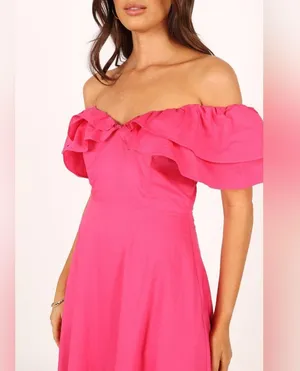 Petal + Pup Cabo frill sleeve dress in magenta NWT thumbnail 5
