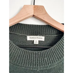 Newbury Kustom Dark Green Raw Edge Knit Sweater Top M thumbnail 3