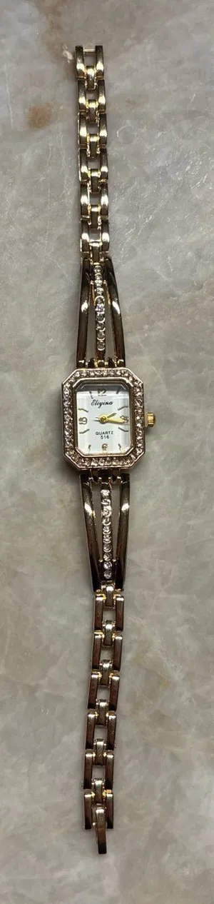 Women's vintage inspired Gold-Tone Crystal Accent Bracelet Watch thumbnail 1
