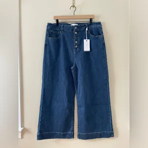 RISEN Jeans High Rise Wide Leg Button Fly Dark Wash Denim Size 2X 18 / 20 NWT thumbnail 4