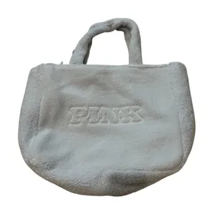 Victoria's Secret PINK Plush Teddy Faux Fur Tote Bag‎ Baby blue NWT thumbnail 1