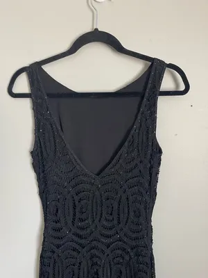 CACHE | Black Beaded Lace Midi Dress Sz S thumbnail 7