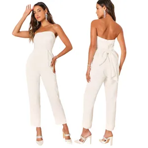 Lulus Beloved Bliss Ivory Strapless Slim Leg Bow Jumpsuit size Small thumbnail 2