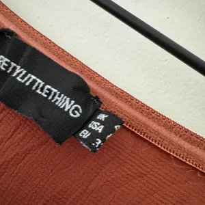 PrettyLittleThing Ruse Brown Bow Tie Front Wide Leg Jumpsuit‎ Strapless thumbnail 5