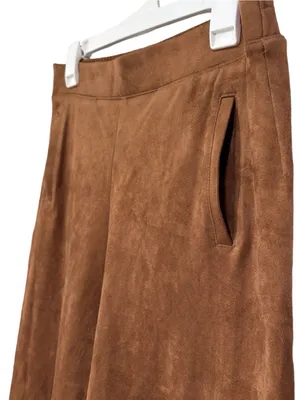 Chicos Tan Neutral Faux Suede Cropped Wide Leg Pants Size XS Womens thumbnail 4
