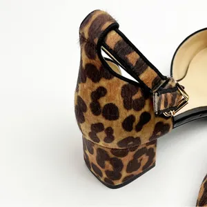 CABI Kiki Leopard Print Faux Calf Hair Adjustable Ankle Strap Block Heels 8 thumbnail 7