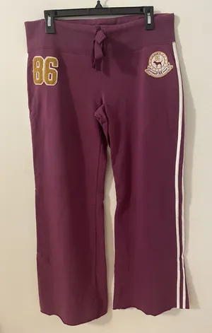 Victoria's Secret PINK Boyfriend Wide Leg Sweatpants w 86 Patch Size Large thumbnail 1