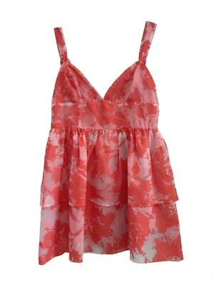 FLORAL ORGANZA TIERED ROMPER DRESS Medium thumbnail 2