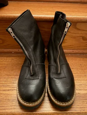 Black Front Zip Booties Size 8 thumbnail 1