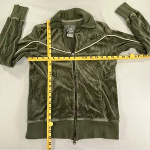 Nike • Vintage Sportswear Track Jacket Womens Small Green Velour Velvet Full Zip thumbnail 12