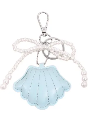 Blue Shell Keychain Charm with Pearl Bow - Women Accessories thumbnail 1