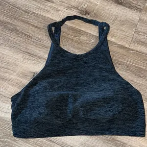Alo halter neck navy sports bra, size Large thumbnail 1