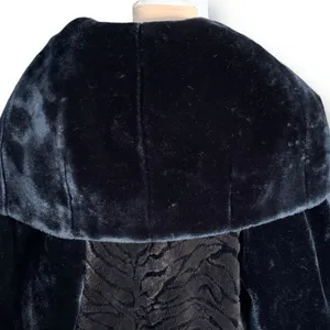 Vintage Faux Fur Zebra‎ Print Long Coat Oversized Collar Black Brown Small Glam thumbnail 7