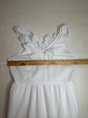 Vineyard Vines Target Nautical White Seersucker Ruffle Sundress size Lg thumbnail 3
