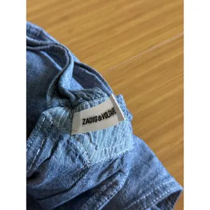 Zadig & Voltaire Sidney Patch Denim Overalls Size Small Blue Chambray Stripe thumbnail 10