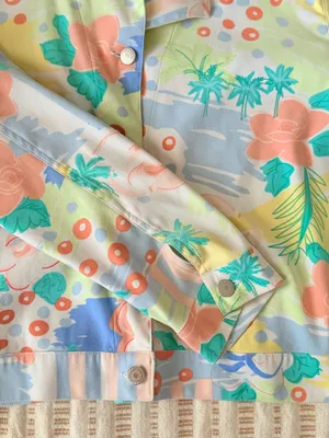Vintage pastel color cropped soft jacket maximalist colorful print textile Multiple Size L thumbnail 6