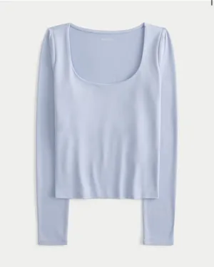 Hollister baby blue long sleeve top! thumbnail 1