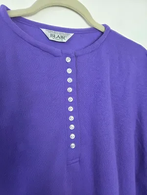 Vintage 80s 90s Blair Henley Top Purple Women Plus 3X Size Grannycore Retro thumbnail 4