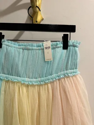 Pernille Anthropologie Rosenkilde Strapless Colorblock Tulle Dress Size X-Small thumbnail 5