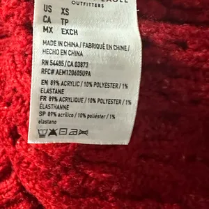 American Eagle women's XS red knit cardigan thumbnail 5