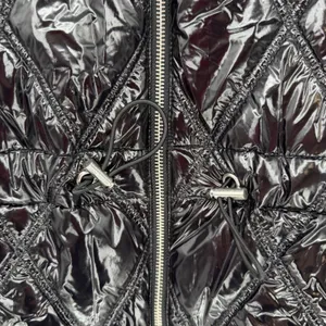 Michael Kors Quilted Puffer Vest Women Large Black Shiny Streetwear Luxe Winter thumbnail 7