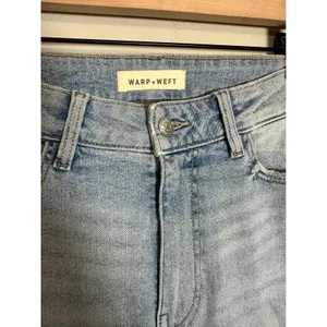 Warp + Weft High Rise Wide Leg Cropped Jeans Light Wash Blue Raw Hem Size‎ 26 thumbnail 3