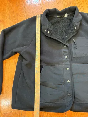 Zella Layer Up Faux Shearling Lined Fleece Jacket Black Snap Front XL Athleisure thumbnail 5