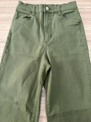Favorite Daughter The Mischa Super High Rise Wide Leg Ankle Jean Women 26 Green thumbnail 6