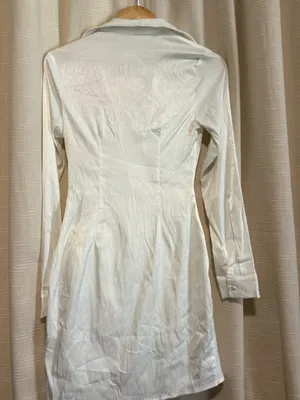 NWT Superdown satin White Wrap-Front Long Sleeve Mini Dress thumbnail 4