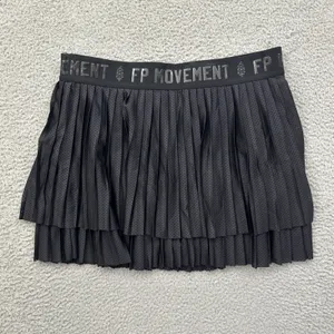 Free People Movement On Deck Skirt Skort Black Mesh Pleated Tennis Women Large thumbnail 2
